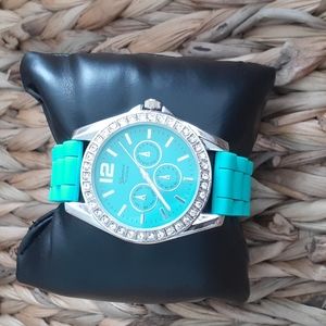 Geneva Blue Rubber Band Watch